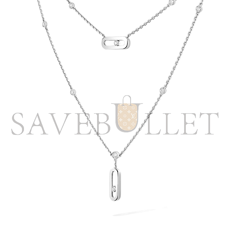 Mes1kaa move uno two-row necklace white gold d1am0nd necklace 08852-wg